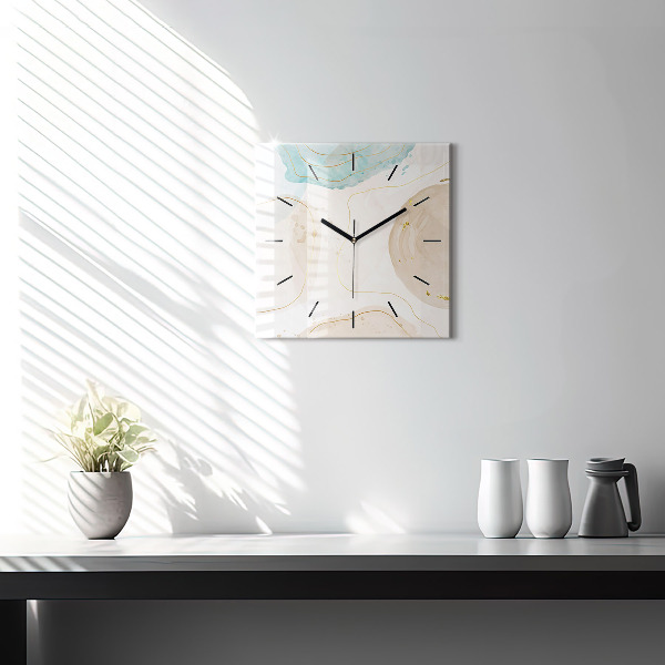 Square glass wall clock Watercolor stains