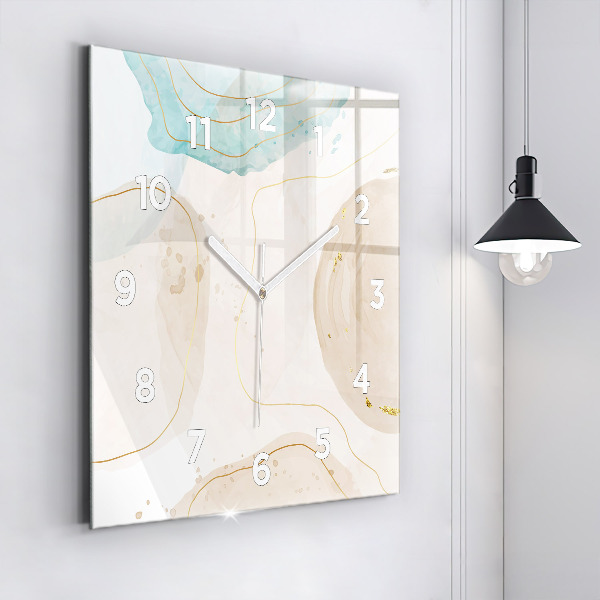 Square glass wall clock Watercolor stains