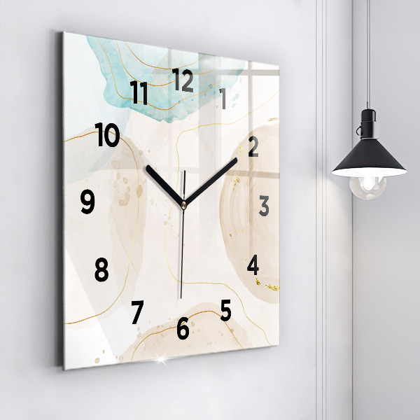 Square glass wall clock Watercolor stains