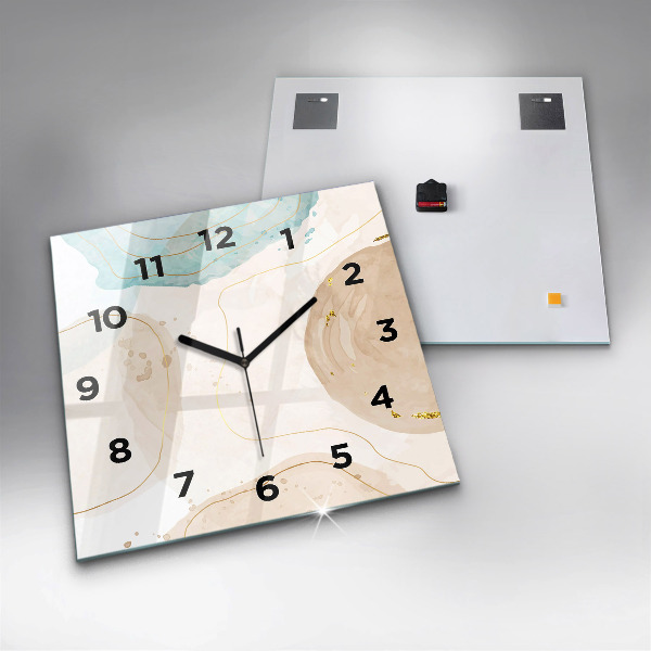 Square glass wall clock Watercolor stains