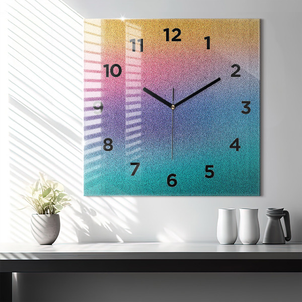 Square glass wall clock Gradient pattern