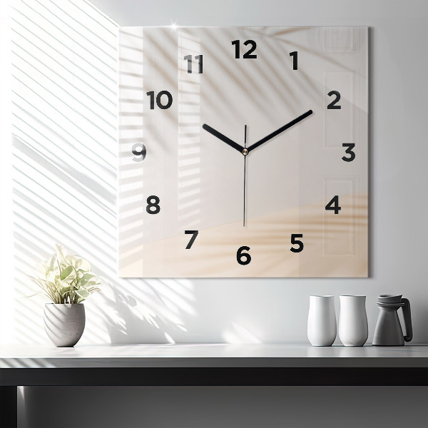 Square glass wall clock Creamy abstraction