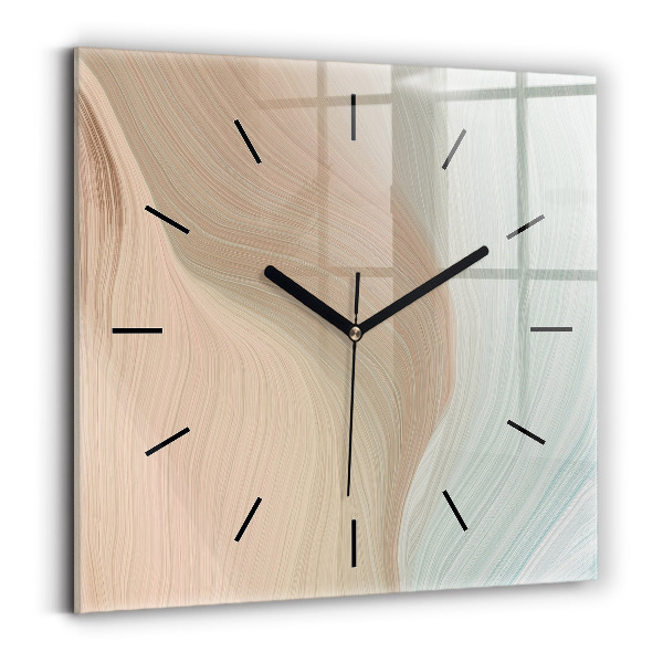 Square glass wall clock Wave abstraction
