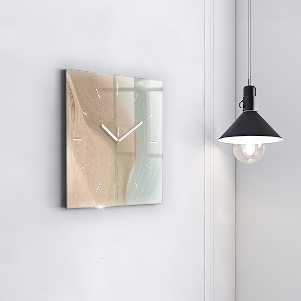 Square glass wall clock Wave abstraction