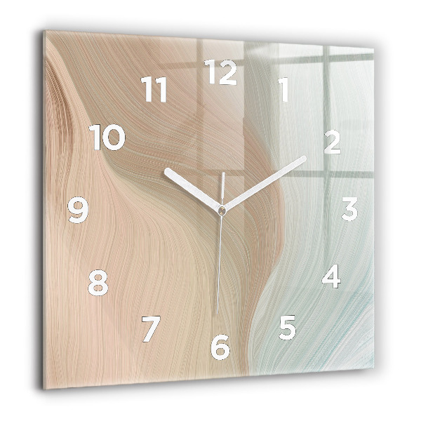 Square glass wall clock Wave abstraction
