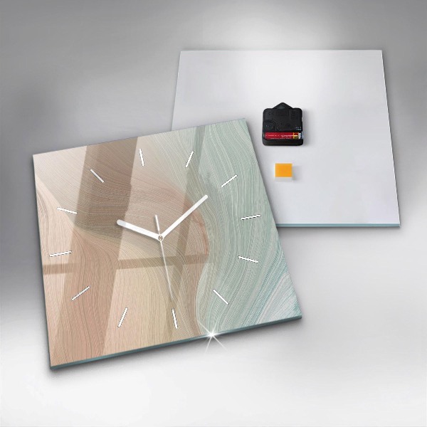 Square glass wall clock Wave abstraction