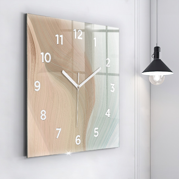 Square glass wall clock Wave abstraction