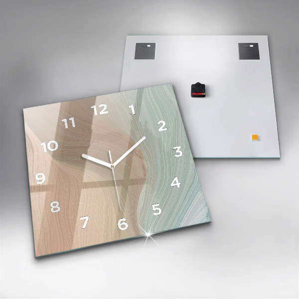 Square glass wall clock Wave abstraction