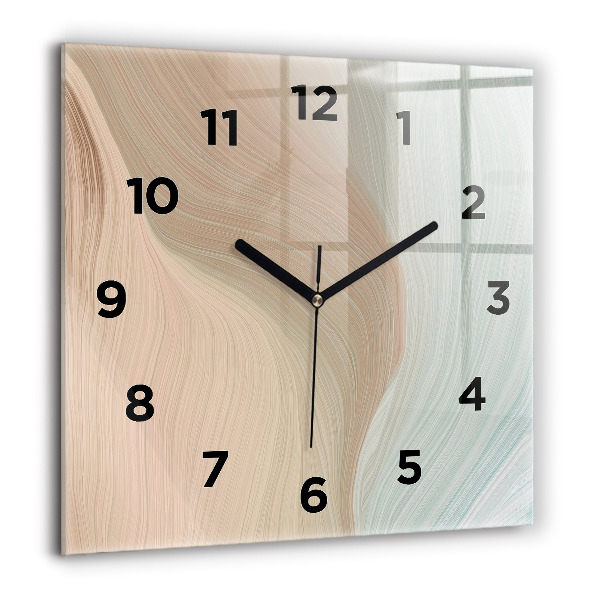 Square glass wall clock Wave abstraction
