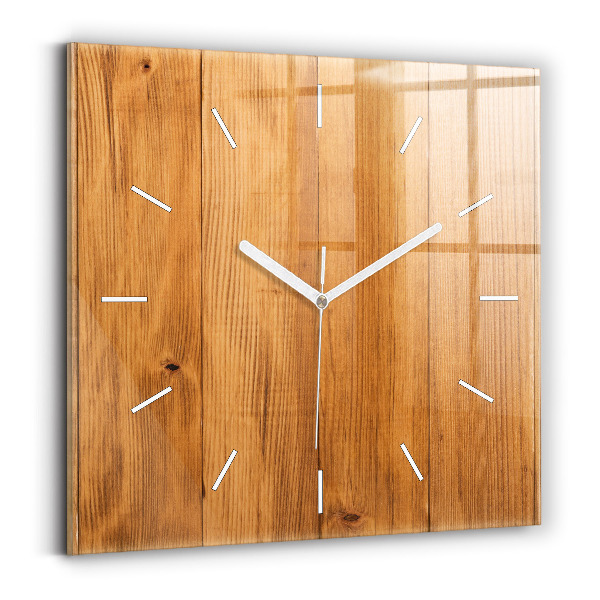 Square glass wall clock Wooden boards