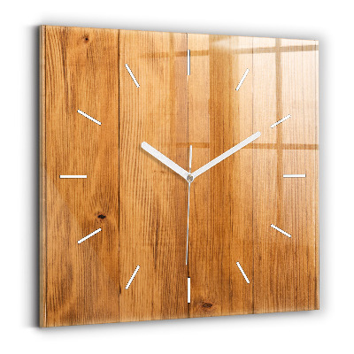 Square glass wall clock Wooden boards