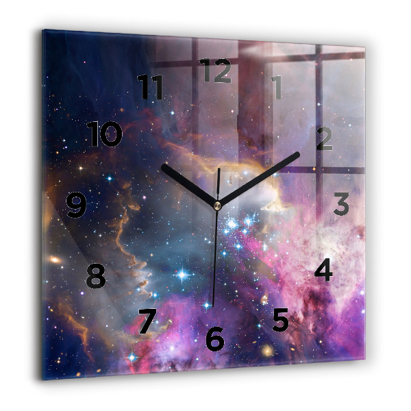 Square glass wall clock Galaxy and stars