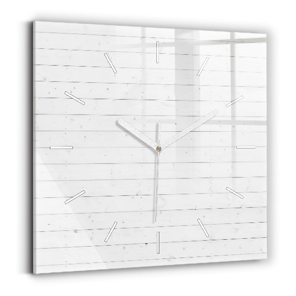 Square glass wall clock Wooden panels pattern