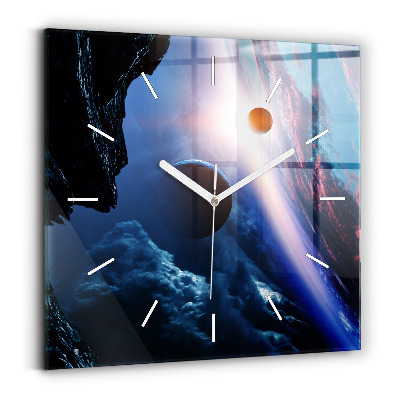 Square glass wall clock Great Galaxy