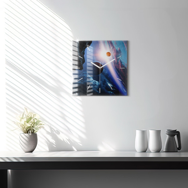 Square glass wall clock Great Galaxy