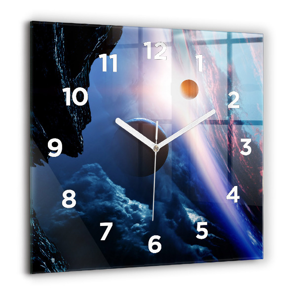 Square glass wall clock Great Galaxy