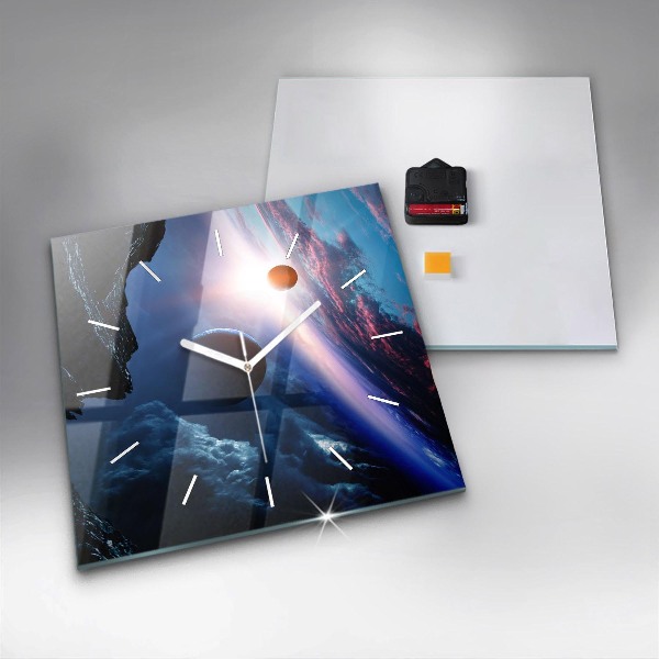 Square glass wall clock Great Galaxy