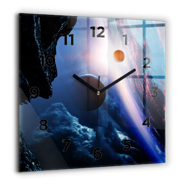Square glass wall clock Great Galaxy