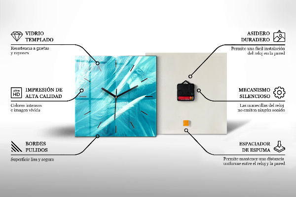 Square glass wall clock Explosion of colors