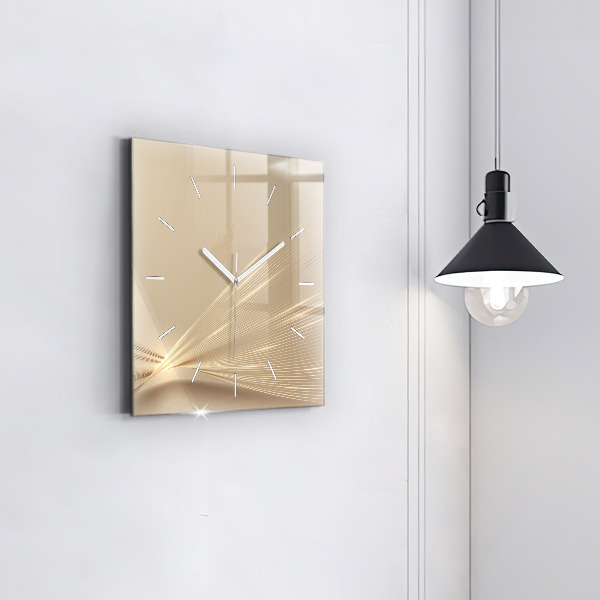 Square glass wall clock Abstract light