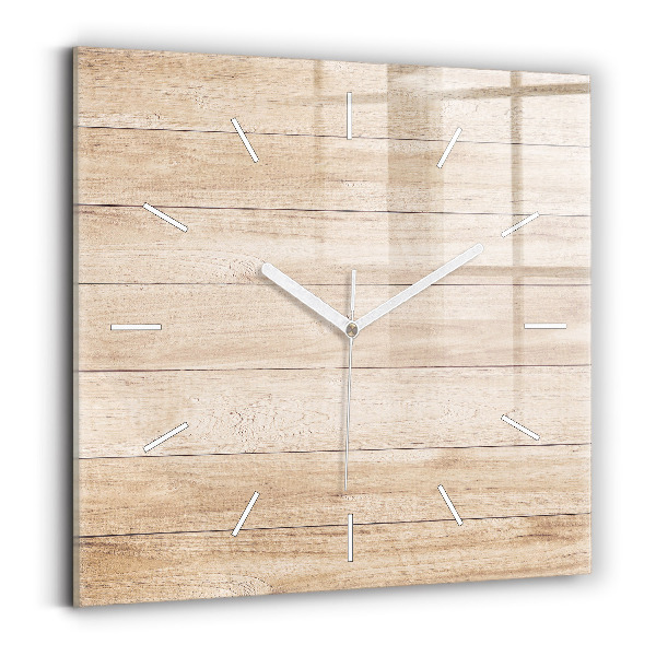 Square glass wall clock Wooden texture
