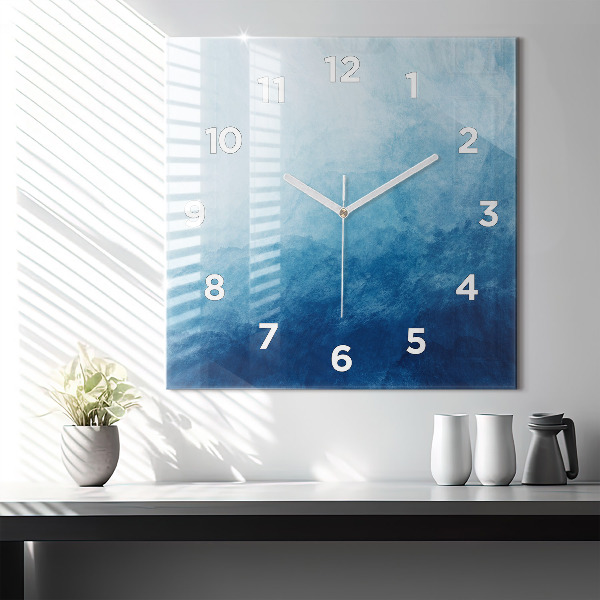Square glass wall clock Abstraction water