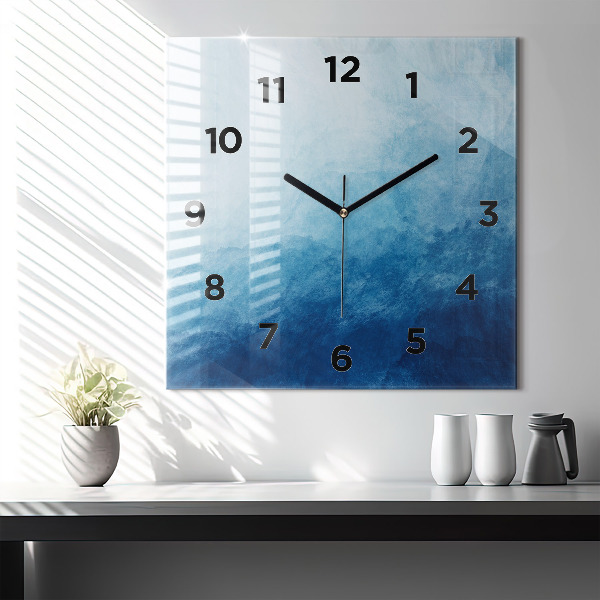 Square glass wall clock Abstraction water