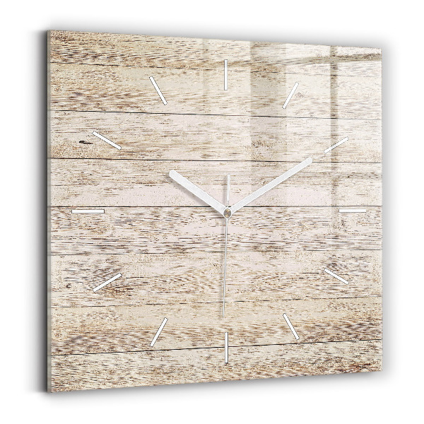 Square glass wall clock Wooden panels