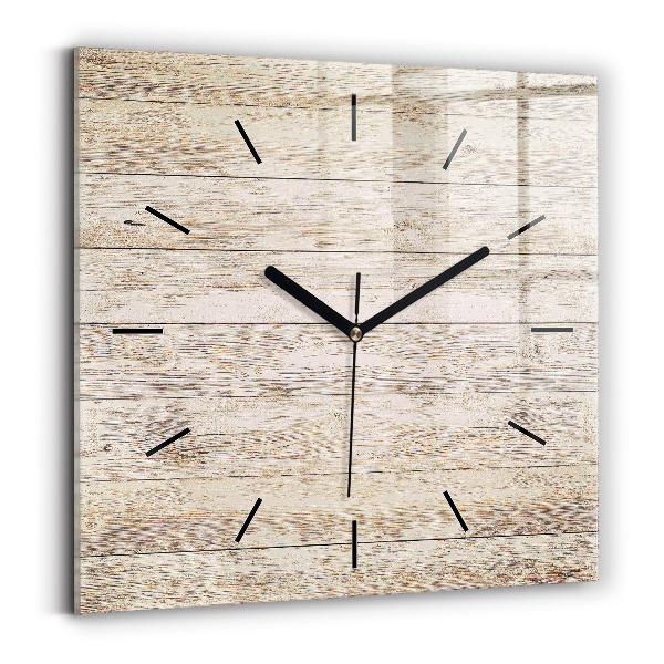 Square glass wall clock Wooden panels