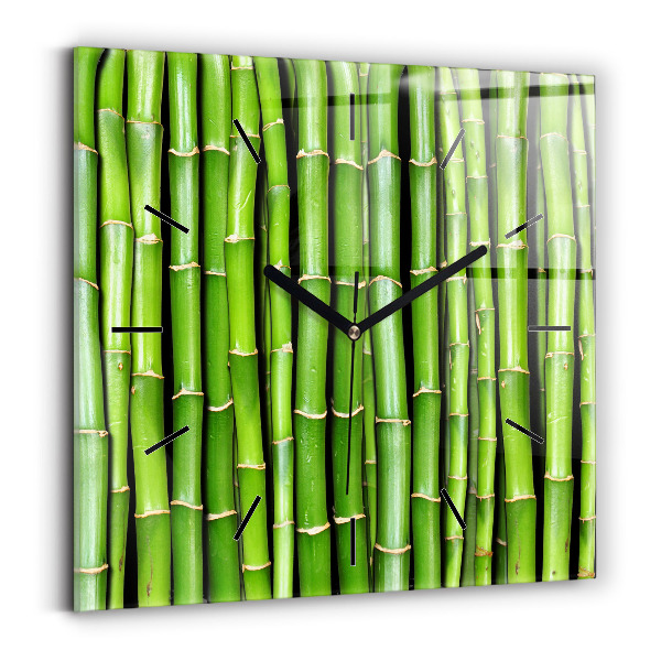 Square glass wall clock Asian Bamboo