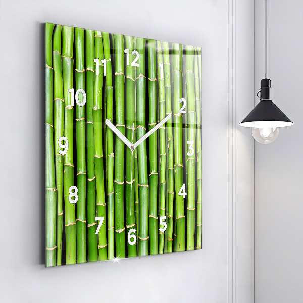 Square glass wall clock Asian Bamboo