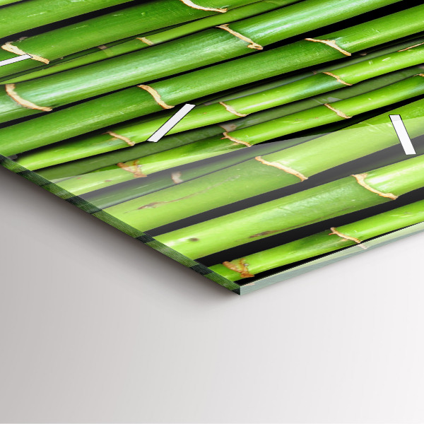 Square glass wall clock Asian Bamboo