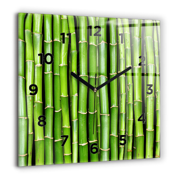 Square glass wall clock Asian Bamboo
