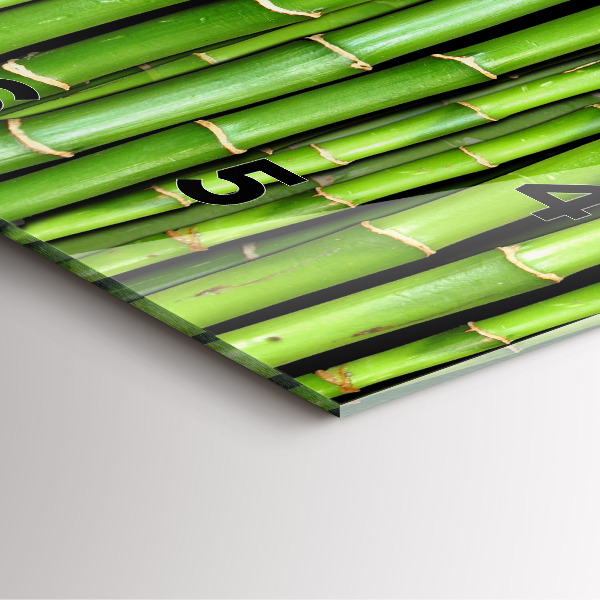 Square glass wall clock Asian Bamboo