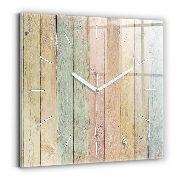 Square glass wall clock Colorful boards