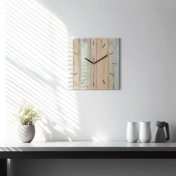 Square glass wall clock Colorful boards