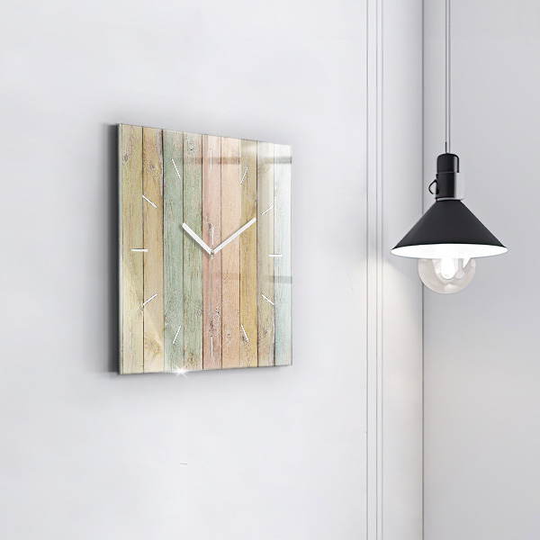 Square glass wall clock Colorful boards