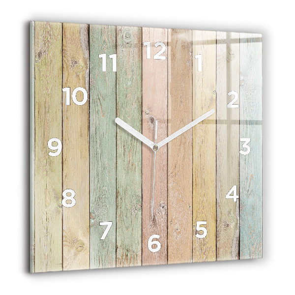 Square glass wall clock Colorful boards