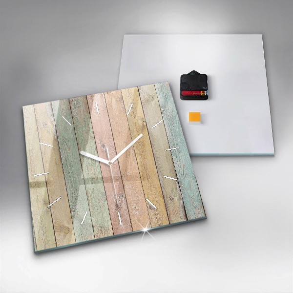Square glass wall clock Colorful boards