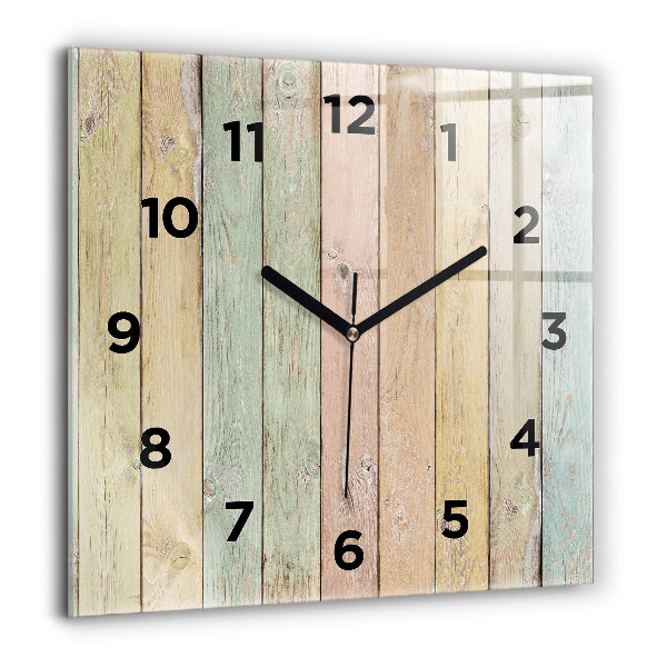 Square glass wall clock Colorful boards