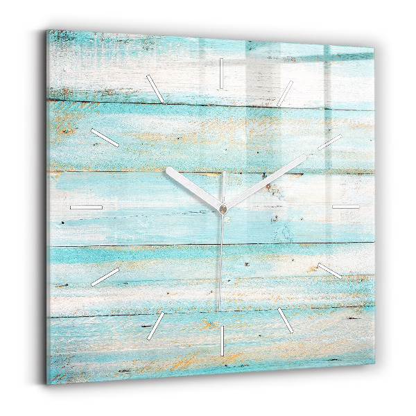 Square glass wall clock Blue boards
