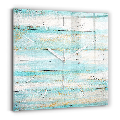 Square glass wall clock Blue boards