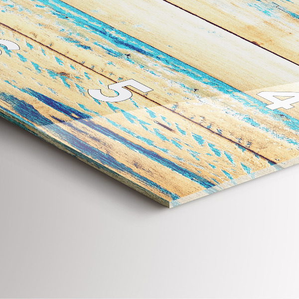 Square glass wall clock Scratched wood