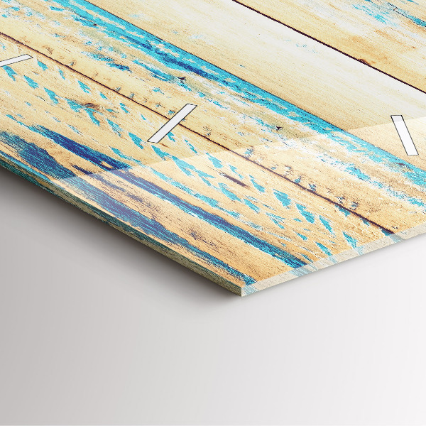 Square glass wall clock Scratched wood