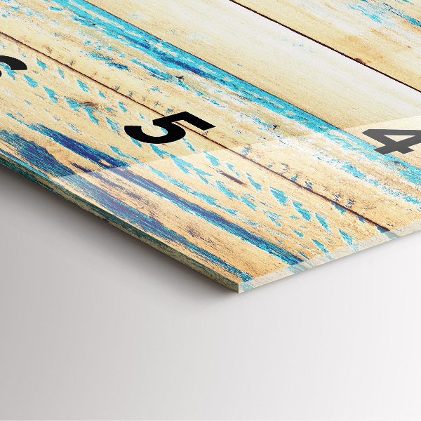 Square glass wall clock Scratched wood