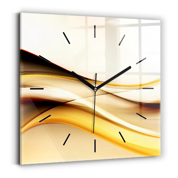 Square glass wall clock Abstract wave