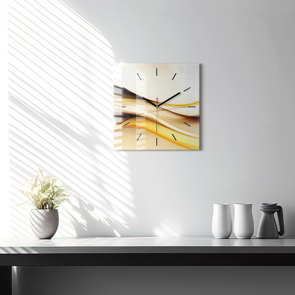 Square glass wall clock Abstract wave