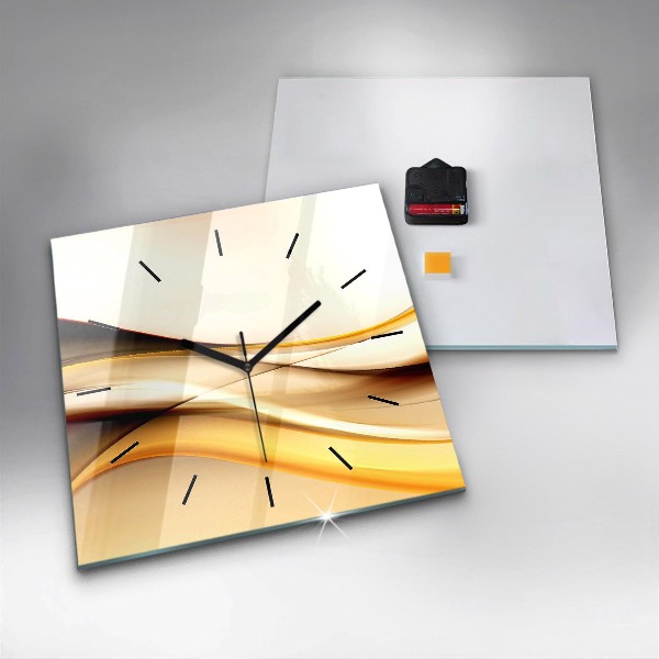 Square glass wall clock Abstract wave