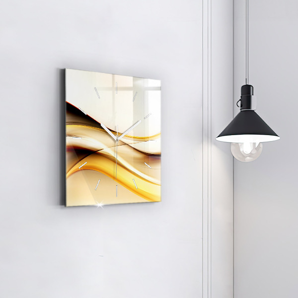 Square glass wall clock Abstract wave