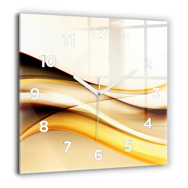 Square glass wall clock Abstract wave